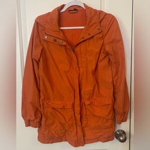 Eileen Fisher Anorak Hooded Jacket Coat Sz XXS Tiger Orange Double Full Zip